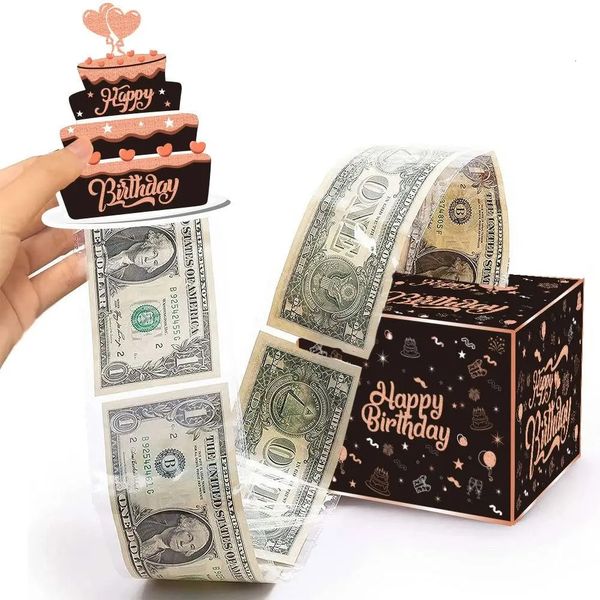 Coffret cadeau d'anniversaire avec Clip noir, décoration de gâteau Surprise amusante, 240116