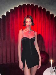 Verjaardag jurk voor vrouwen Fall Outfits gaan uit streetwear chic stijlvolle spaghetti -band y2k corset zwarte feestjurken