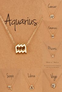 Verjaardagsgeschenk GOUD VERPLAATSEN 12 ZODIAC SPORT HANDER WISH KAART CHARM Goudketen Choker Astrologie Ketting Sieraden voor vrouwen8967690