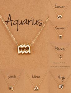 Verjaardagsgeschenk GOUD VERPLAATSEN 12 Zodiac Sign hanger Wish Card Charm Goudketen Choker Astrology ketting sieraden voor vrouwen3285868