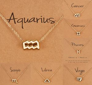 Verjaardagsgeschenk GOUD VERPLAATSEN 12 Zodiac Sign hanger Wish Card Charm Goudketen Choker Astrology ketting sieraden voor dames2392676