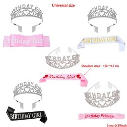 Birthday Girl Sash and Tiara Crown Happy Birthday Party Supplies Favors, Decor 210408