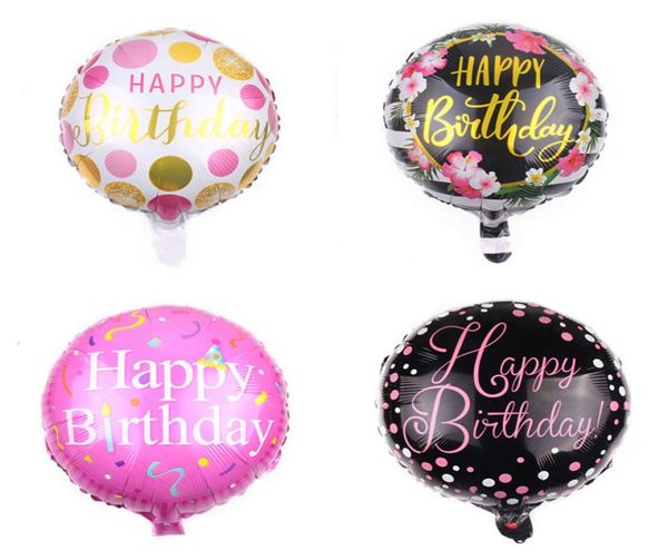 Décor de fête d'anniversaire ballons ronds imprimés 18 pouces joyeux anniversaire ballon ballon en aluminium ballons enfants toys ballon gonflable bh4779365