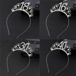 Verjaardagsfeestje decoratie meisjes volwassen geschenken Rhinestone Hair Hoop Gift Bachelor 30th/40th Crown Hairband-S