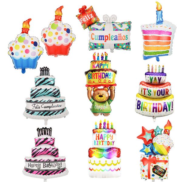 Decoraciones para fiesta de cumpleaños, globos de aluminio grandes, globo para pastel de cumpleaños, decoraciones para fiestas y festivales, regalos para niños