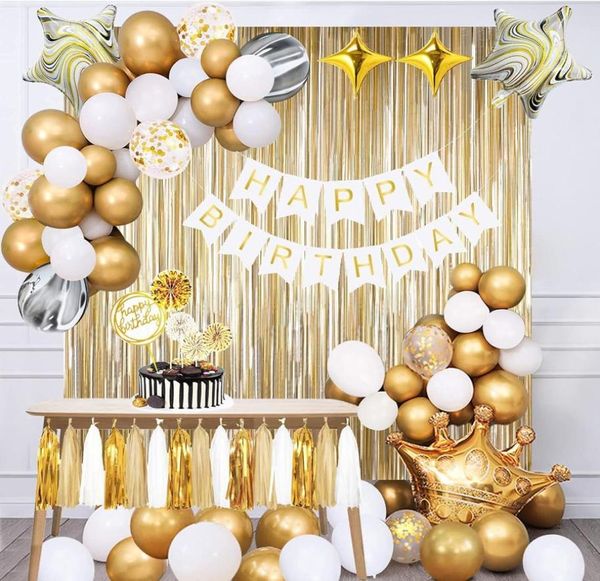 Ensemble de décorations de fête d'anniversaire avec bannière d'anniversaire, garniture de gâteau pour filles, femmes, hommes et enfants, Baby8595811