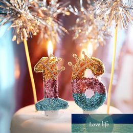 Número de fiesta de cumpleaños Velas Glitter Gold Pink Crown Vela para niños Niñas Niños Fiesta de cumpleaños Cake Topper Insertar decoraciones Precio de fábrica Diseño experto Calidad