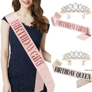 Ceinture de reine d'anniversaire à paillettes dorées, ceinture de joyeux anniversaire pour femmes, fournitures et décorations de fête princesse Rose b1020