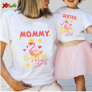 Anniversaire T-shirt Girl Family Matching Flamingol Clothes Kid Boy 2st 1st 3 ans Tenue de vêtements de fête Nom personnalisé 240327
