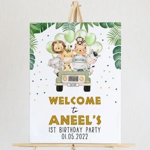 Anniversaire de bienvenue Poster personnalisé Jungle Safari Animals Art Print Nordic Canvas PEINTURE PICHIER PERSONNE PERSON