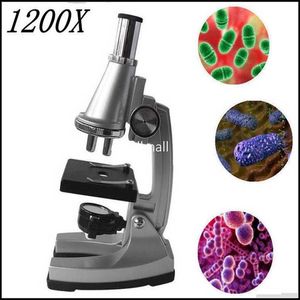 Livraison Gratuite Anniversaires Cadeau Zoom 1200X Étudiant Microscope Enfants Jouet Éducatif Lumineux LED Avec Miroir Réfléchissant Lampe Lumineuse