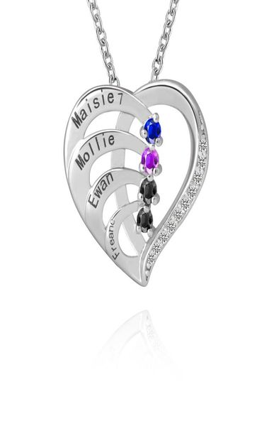 Birthstone et nom de bijoux avec colliers gravés personnalisés05123789