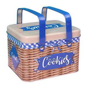 Biscuit Box Candy Tin avec manche Boîtes-cadeaux Jar Design Cookie Rectangle Metal Iron 240416