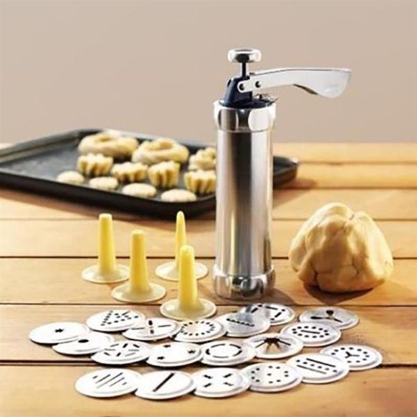 Moules de biscuits Faire fabrication de la pompe de fabricant Press Machine Decor Decor 20 Moules + 4 buses Cookie Outils Biscuits Moules Nouveau A49