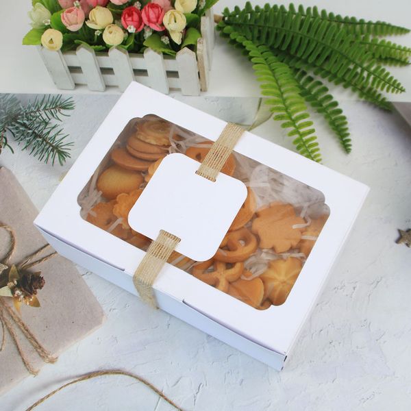 Caja de embalaje de galletas y Chocolate con ventana transparente, cajas de papel blancas, negras y marrones para bodas, dulces de cumpleaños de Navidad 2021