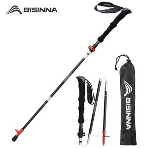 Bisinna 1 stcs/2 stks vouwen trekking polen koolstofvezel opvouwbare telescopische sticks lichtgewicht wandelstok wandelen klimmen l2405