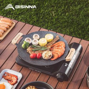 Bisinna 30cm BBQ extérieur Pan grill non bâton Stovetop Baking plateau coréen rôtit assiette de camping 240415