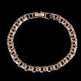 Bismark Armband 585 Rose Gold Color Jewelry Een vorm van weven Lange 7mm brede handkankartikelen Mannen en vrouwen 211124