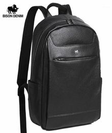 Bison denim authentine cuir mode sac à dos de 15 pouces sac d'ordinateur portable sac de voyage sac à dos pour adolescent de qualité mochila n2003614456749