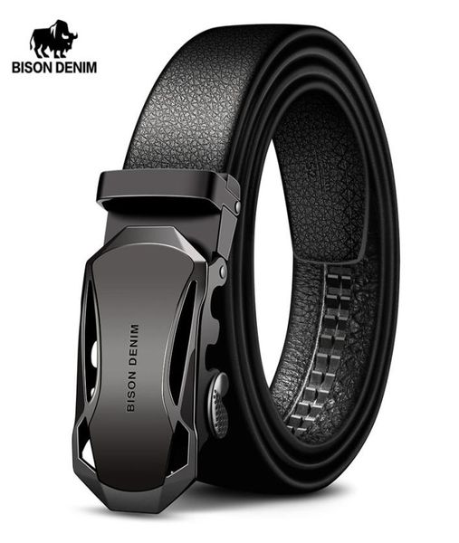 Bison denim men039s ceinture de vache bouteaux de cuir marque mode boucle automatique noir authentique pour hommes 34 cm largeur n71314 2204022748183