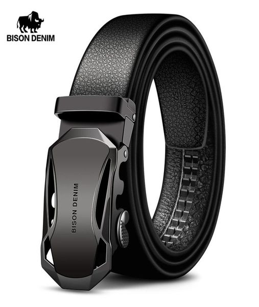 Bison denim men039s ceinture de vache bouteaux de cuir marque mode boucle automatique noir authentique pour hommes 34 cm largeur n71314 2204025701582