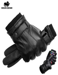 Bison Denim Men039 Gants en cuir authentiques Gants de tactile pour hommes pour hommes Mitts chauds Full Finger Handschuhe Plus Velvet S8448038