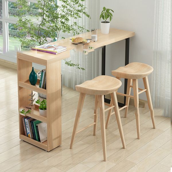 Mesa de diseño de bistro mesa pequeña de madera alta arte minimalista de barra de pared mesa barman café muebles de cocina muebles para el hogar