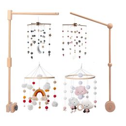 Morsure de lit en bois cloche bébé support mobile chaussette hochet pour jouets nés développement accessoires de bricolage support de berceau supports de bras 240202