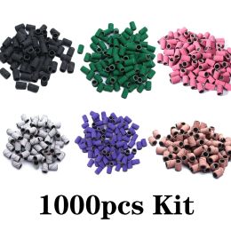 Bits 1000 pcs colorés de machine à ongles électriques Machine à ongles Bites de ponçage des bits de ponçage pour un fichier de forage à ongles