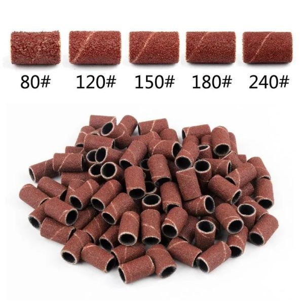 Bits 100pcs / packs de ponçage Fichier de grain pour la manucure professionnelle Pédicure ongle électrique Drill Machine Bit d'anneau de sable