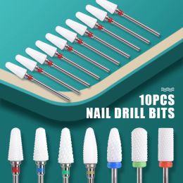 Bits 10 stks keramische nagelboorbits set freesnijder voor elektrische manicure bit pedicure machine nagelbestand accessoire gel remover tool