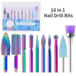 Bits 10 stks nagelboorbits ingesteld wolfraamcarbide professional Verwijder gel acryl -cuticula -bestand voor gebruik van manicure pedicure thuissalon