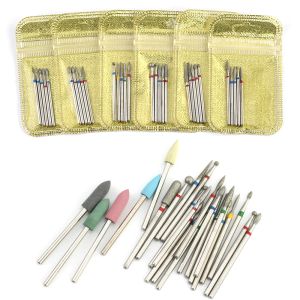 Bits 18 types Nail Rotary Drill Bits Diamond Milling Cutters pour manucure Nail Art Set Silicon Cutters Pédicure Machine Accessoires