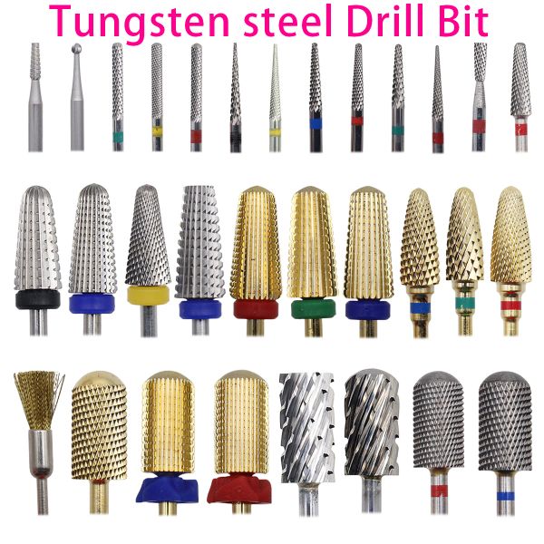 Bits 1pcs 60 types Tungsten Carbide Nail Drill Bit Electric Nail Mills Cutter pour manucure Machine Nail Fichiers Accessoires