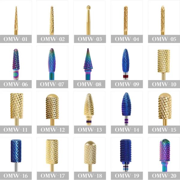 BITS 20TYPES BLUE TUNGSTEN ELECTRICE Nail Drill Bit Machine Machine Machine Cutter Golden Nail Toard Tungstten Grinding Head Accessoires