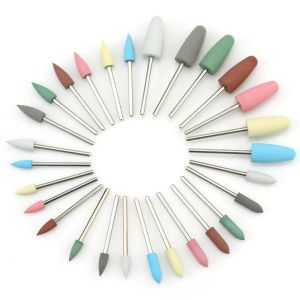 Bits 28 Types en caoutchouc silicone nail foret tampon ongle tampon rotatif Moulin à mailleur pour manucure accessoires de forage