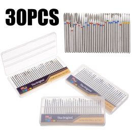 BITS 30PCS / Set Diamond Nail Drill Bit Bit Manucure Coutettes Rotary Burr Nail Accessoires Spiral Manucure Milling Cutter Tool