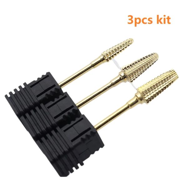 Bits 3pcs kit chaud!Gold Pro Whole en carbure à ongles Drift Nail Art Electric Machine Electric Machine Nail Art Milling Tools