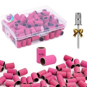 Bits 50 PCS Bandes de ponçage à ongles pour les bits de forage à ongles 240 Grit Professional Manucure Electric File Accessoires de sable