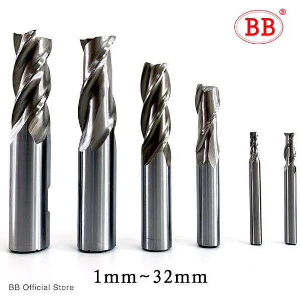 Bits BB End Mills High Precision HSS Metal Cutter CO8 COBALT D132MM 2 3 4 FLUtes dents de dents outil de fraisage en aluminium Bit de routeur de plomb