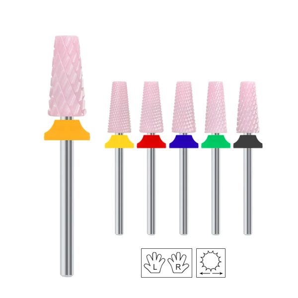 BITS Céramique Nail Drift Bits Pink 5 en 1 Moiffure en carbure Cutter Gel Remover Polishing Peleling File Tools Accessoires de manucure 3/32 