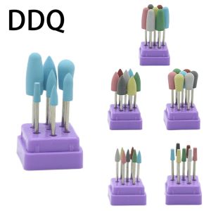 Bits ddq 7pcs / coffre en caoutchouc silicium Bit de forage à ongles Moignant pour la manucure Pédicure Rotary Grinder cuticule Tool Art Art Accessoire