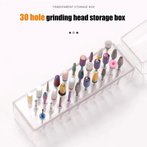 Bits Drill Bits Holder Transparent 30 trous Espace Agasser des formes en plastique Bits Nail Grinceing Heads Organisateur Boîte Organitre Fournitures