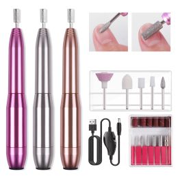 Bits Electric Nail Boor Manicure Machine Set Pating Rose Red Frees Cutter USB oplaad Professionele nagelapparatuur Pedicure Tool