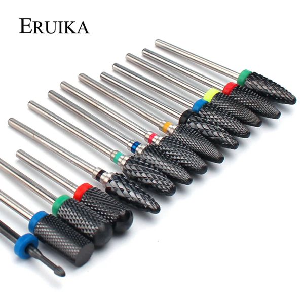 Bits Eruika Black Ceramic Nail Drill Bit Milling Files de ongles Cutter Electric Burr Manucure Pédicure Retirer les outils d'équipement de la peau morte