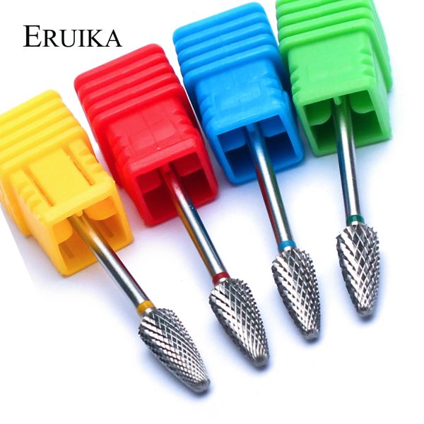 Bits Eruika Carbide Nail Drill Bit Electric Milling Cutter for Manucure Rotate Burr Retirez les outils de vernis de gel Files de ongles Accessoires
