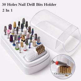 Bits Hot 30/48 Holes Nail Art Drill Storage Box Polish Grinding Head Bit Holder Display Nail Drill Bits Organizer Nail Stand Manicure
