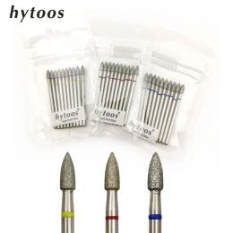 Bits hytoos 10pcs / pack cône diamant cuticule bit 3 * 6 mm de forage à ongles bits forets forets ongles accessoires