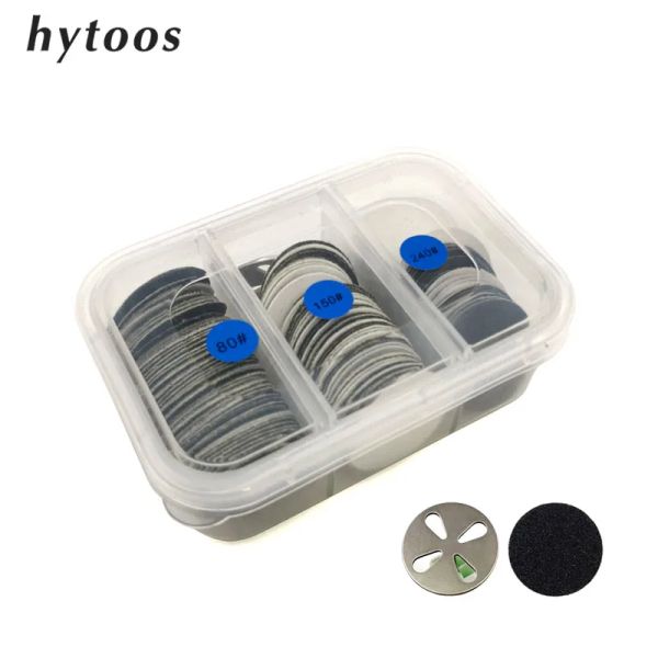 Bits Hytoos 25 mm Disque de ponçage remplaçable 150pcs / Set Papin de verre avec disque métallique Electric Nail Drift Bits Salon Pied Callus