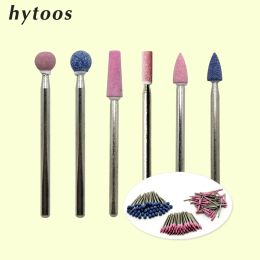 Bits hytoos 7pcs / set corundum ongles forets à ongles Bits 3/32 "Rotary Cerary Stone Burr Catters for Manucure Nails Accessories Tool